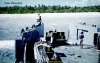 Harris County (LST-822) approaching Ujae Atoll
